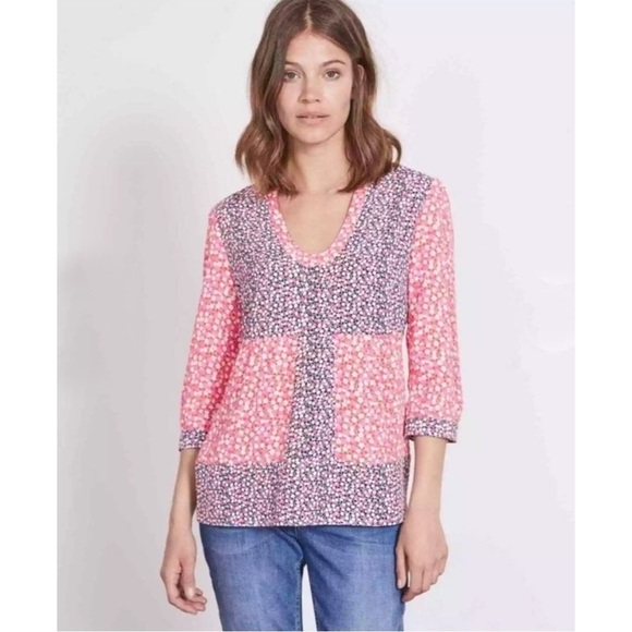 Boden Mollie Pink Polka Dot Patchwork Boho Blouse Top Size 18 - Picture 1 of 10